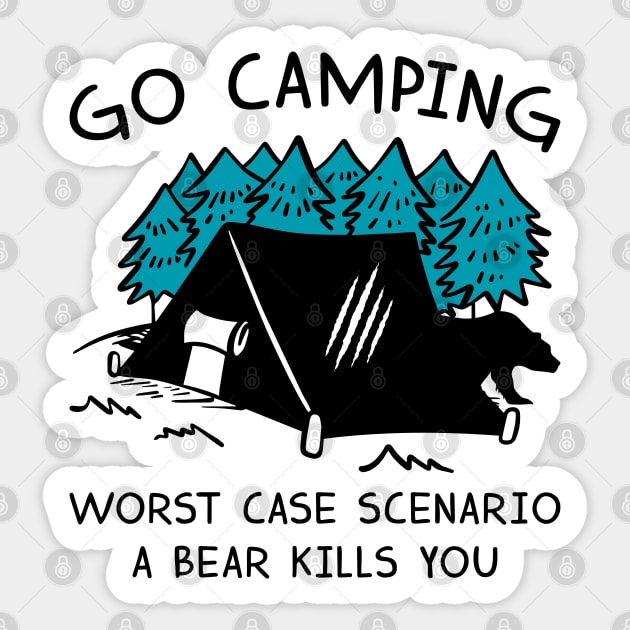 Go Camping Bear Sticker by LuckyFoxDesigns